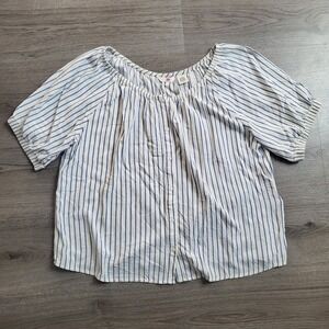 Levi's Womens Striped Puff Sleeve Button Up Blouse Top Lightweight size Large